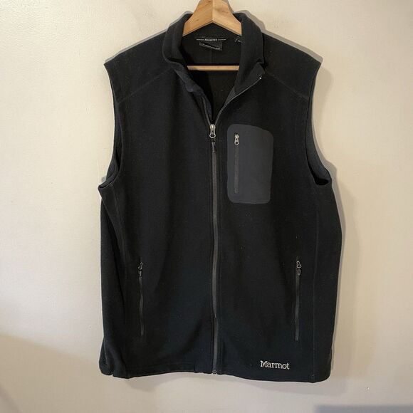 Marmot PolarTec Vest Mens Extra Large Black Fleece Full Zip Lightweight Casual - Picture 1 of 4